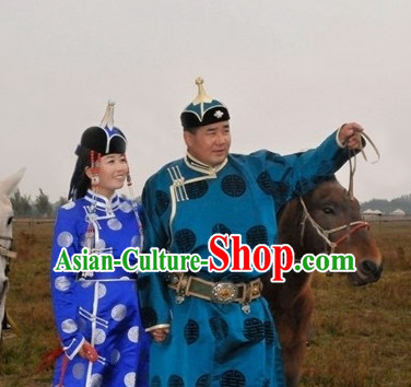 Mongolian Traditional Ethnic National Costumes Complete Set for Men