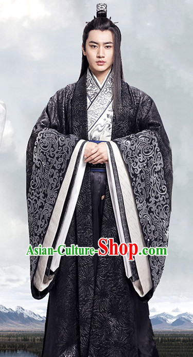 Supreme Chinese Nobleman Costumes Clothing and Coronet Complete Set for Men