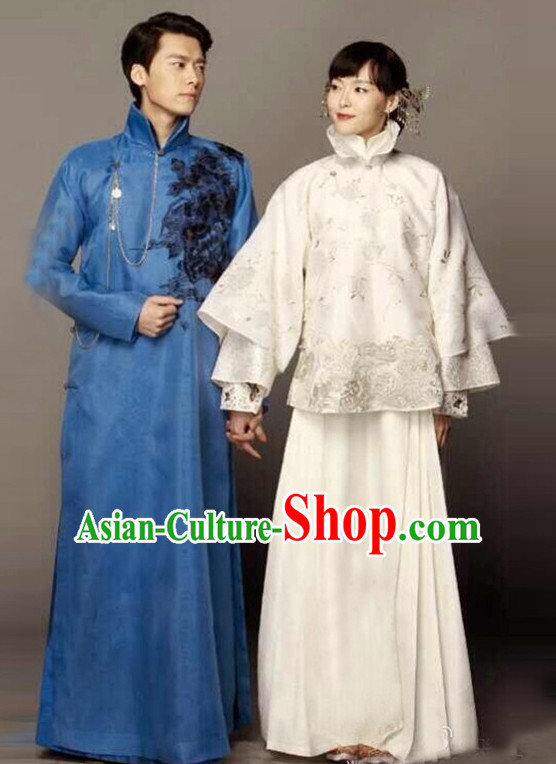 Top Chinese Minguo Clothing Theater and Reenactment Costumes Mandarin Chinese Clothes Complete Set for Men and Women