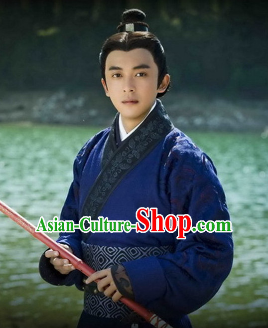 Ancient Chinese Men's Clothing _ Apparel Chinese Traditional Dress Theater and Reenactment Costumes Complete Set for Men