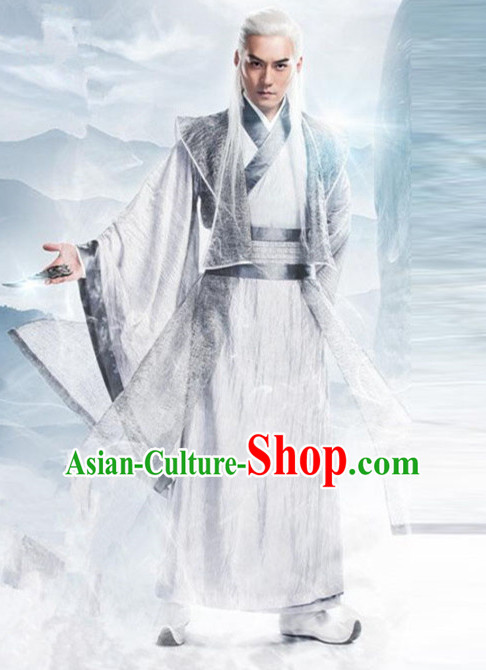 Ancient Chinese Guzhuang Men's Clothing _ Apparel Chinese Traditional Dress Theater and Reenactment Costumes Complete Set for Men