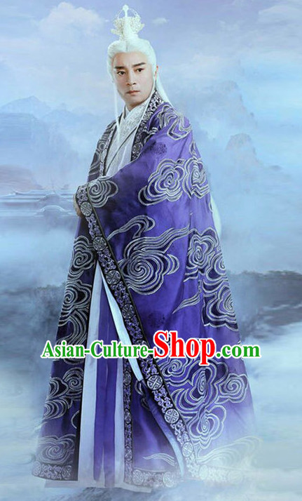 Chinese Ancient Emperor Men's Clothing _ Apparel Chinese Traditional Dress Theater and Reenactment Costumes and Headwear Complete Set