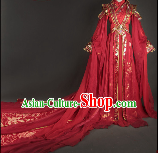 Chinese Women Traditional Royal Empress Wedding Dress Cheongsam Ancient Chinese Imperial Clothing Cultural Bridal Robes Complete Set