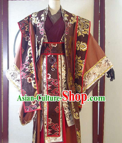 Chinese Ancient Han Fu Emperor Clothing Robes Tunics Accessories Traditional China Clothes Men Adults Kids