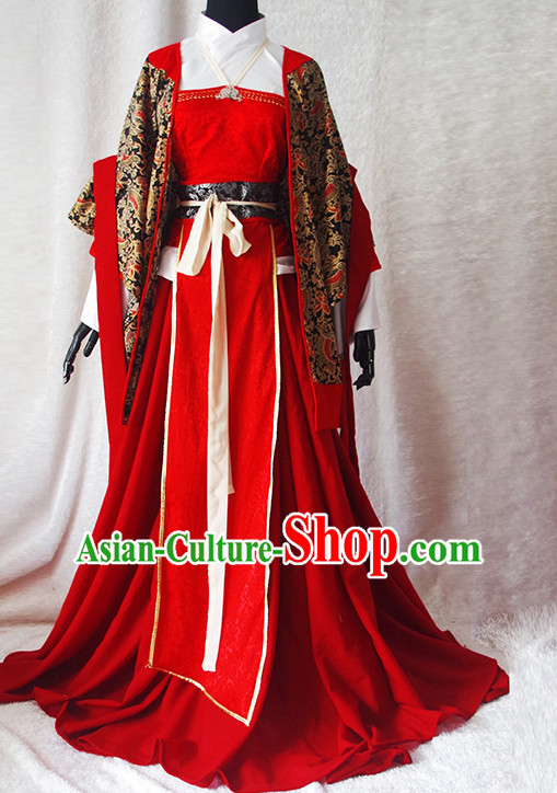 Chinese Ancient Han Fu Noblewoman Clothing Robes Tunics Accessories Traditional China Clothes Adults Kids