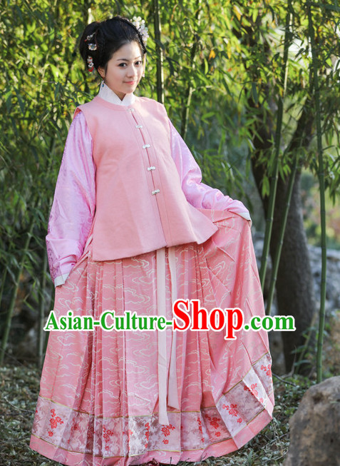 Chinese Ming Dynasty Hanfu Dress China Hanfu Costume Histroical Dresses Traditional Hanfu Wedding Ceremony Chinese Culture Clothing Complete Set