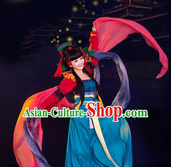 Chinese TV Drama Fairy Costume Ancient Theatrical Costumes Historical Clothing and Hair Jewelry Complete Set for Women