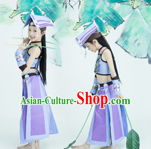 Chinese TV Drama Beauty Costume Ancient Theatrical Costumes Historical Clothing and Hair Jewelry Complete Set for Kids