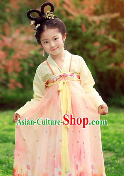 Chinese TV Drama Beauty Costume Ancient Theatrical Costumes Historical Clothing and Hair Jewelry Complete Set for Kids