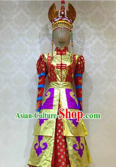 Chinese Mongolian Folk Dance Costume for Women or Girls