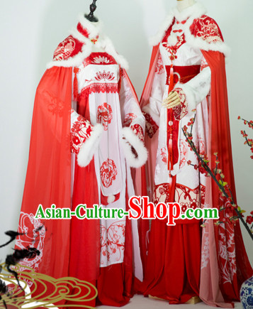 Top Chinese Ancient Bridal Guzhuang Hanfu Women's Clothing _ Apparel Chinese Traditional Dress Theater and Reenactment Costumes Complete Set