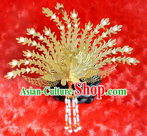 Princess Hanfu Hair Accessories Headpiece Headdress Phoenix Crown Hair Decoration Head Hairpin Accessories Comb Wedding Headwear Hair Accessorie Head Dress