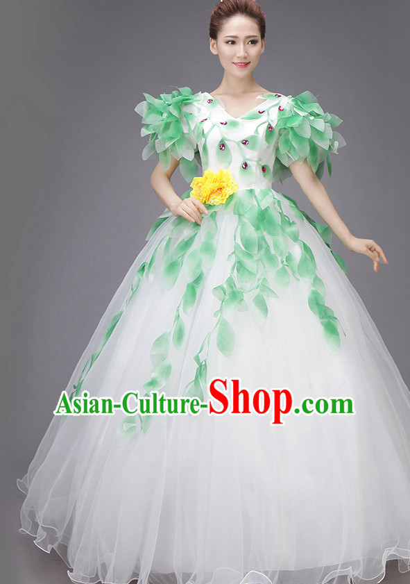 Chinese Flower Dance Costume Dance Costumes Fan dance Umbrella Ribbon Fans Water Sleeve Dancer Dancing Costumes Complete Set