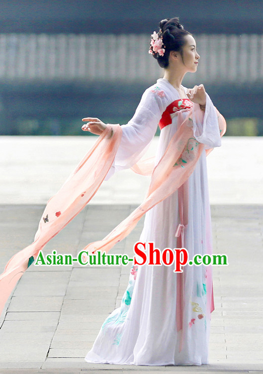 Chinese Traditional Hanfu Dress Ancient Chinese Lady Costumes and Headpieces Complete Set for Women Girls