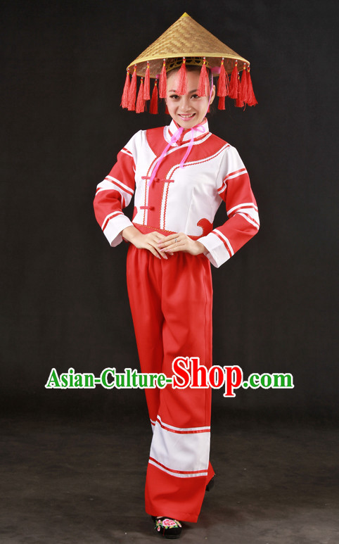 Happy Festival Chinese Minority Dress Miao Uniform Traditional Stage Ethnic National Costume Sale and Hat Complete Set