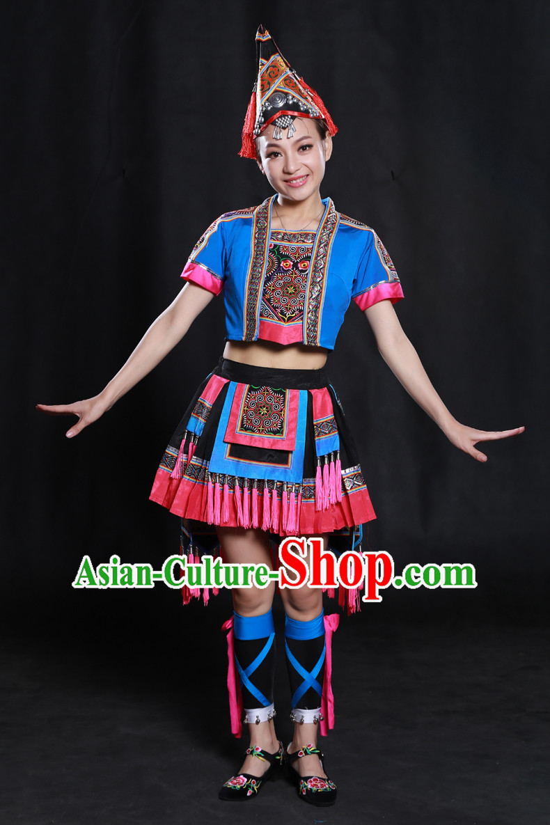 Happy Festival Chinese Minority Dress Uniform Traditional Stage Ethnic National Costume Sale Complete Set