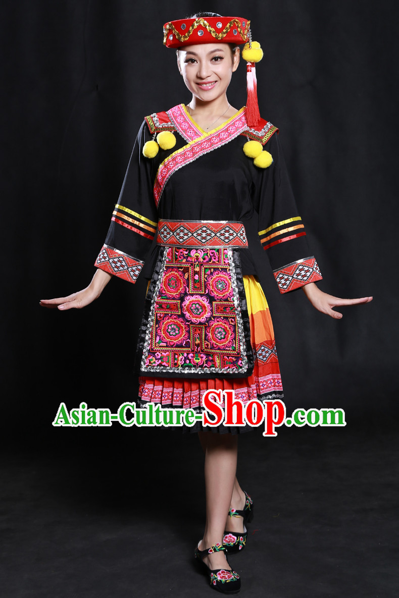 Happy Festival Chinese Minority Dress Uniform Traditional Stage Ethnic National Costume Sale Complete Set