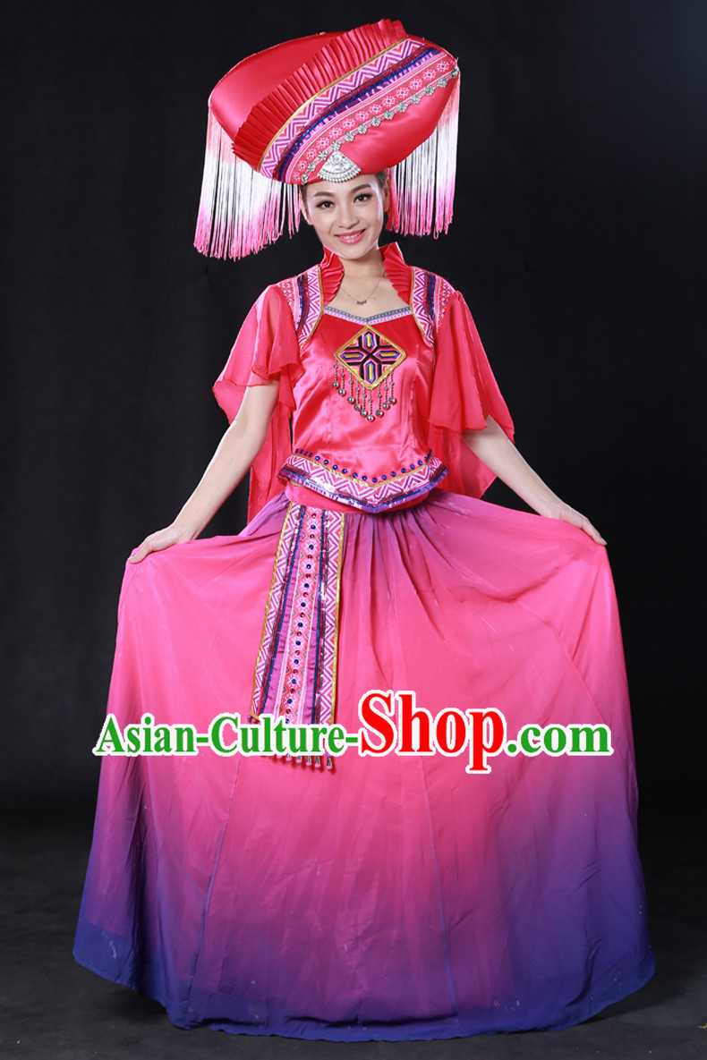 Happy Festival Chinese Minority Dress Uniform Traditional Stage Ethnic National Costume Sale Complete Set