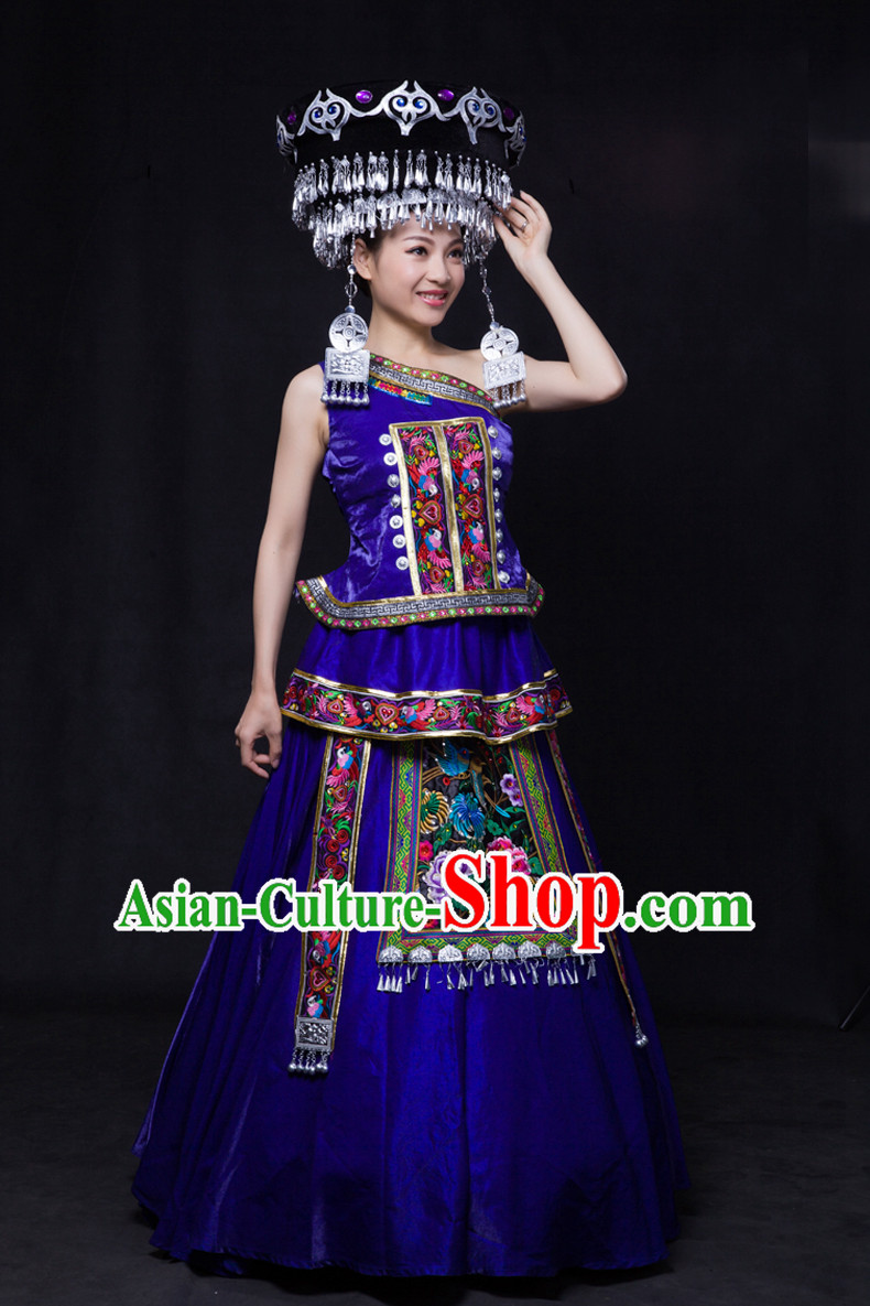 Happy Festival Chinese Minority Miao Dress Uniform Traditional Stage Ethnic National Costume Sale Complete Set