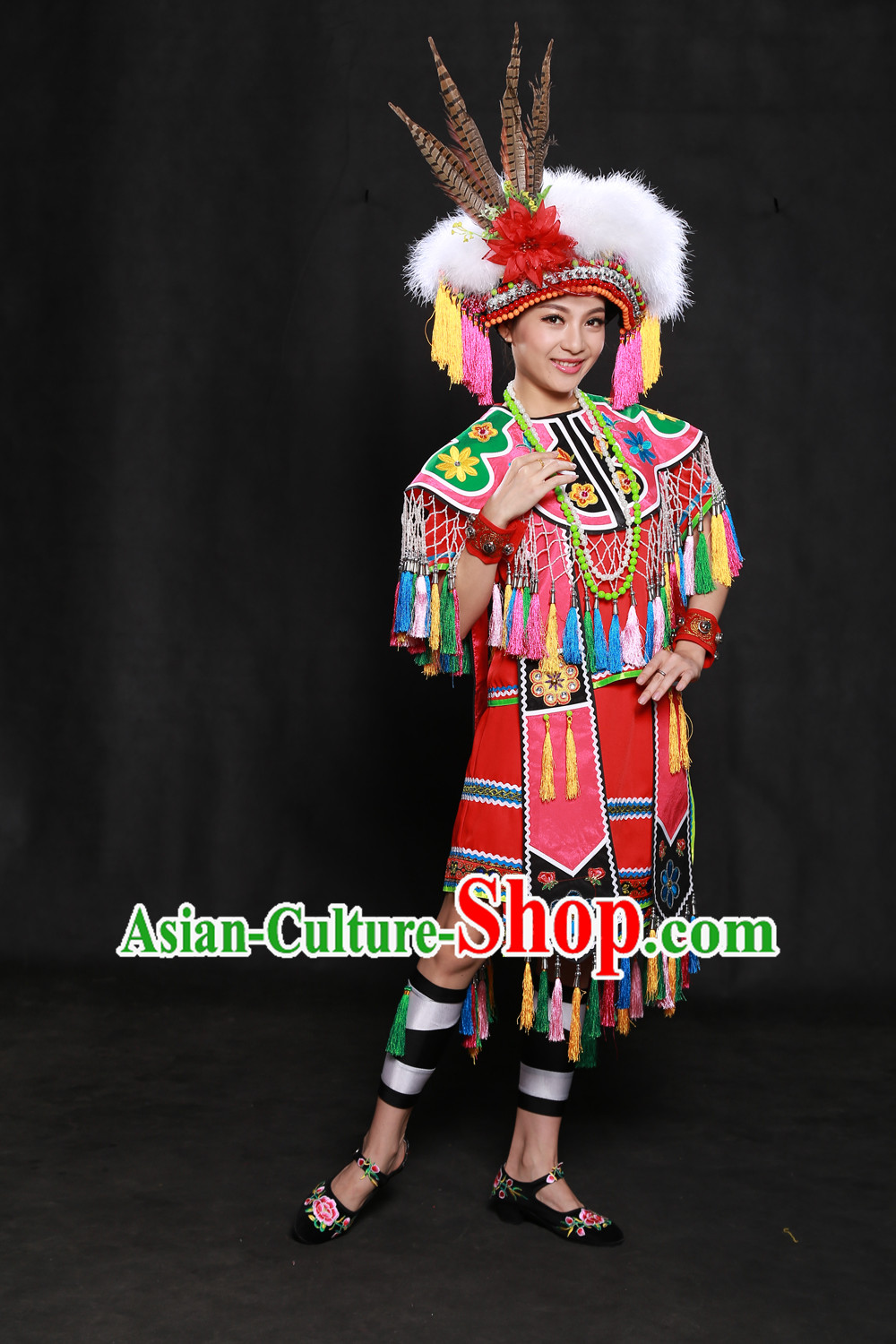 Happy Festival Chinese Minority Dress Taiwan Uniform Traditional Stage Ethnic National Costume Sale Complete Set