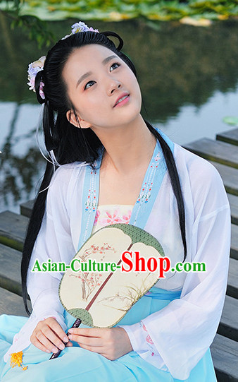 Chinese Traditional Hanfu Dress Ancient Chinese Lady Costumes and Headpieces Complete Set for Women Girl