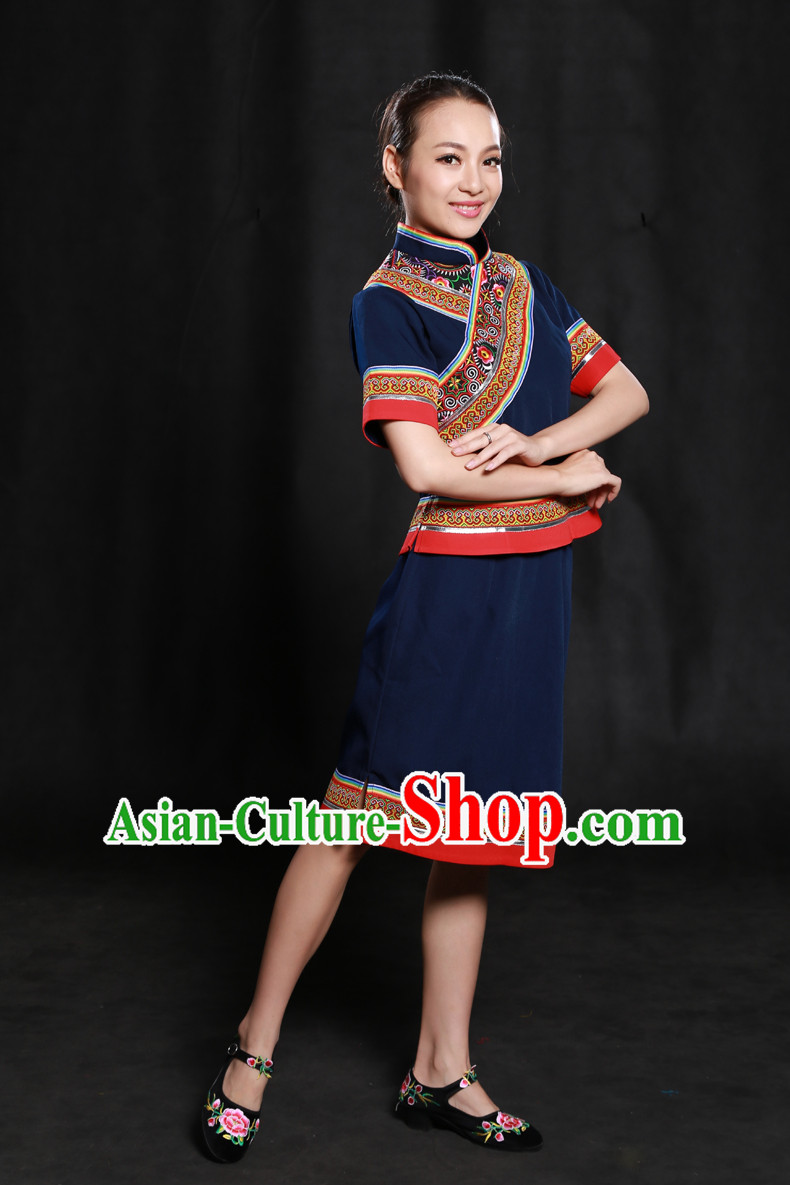 Happy Festival Chinese Minority Dress Uniform Traditional Stage Ethnic National Costume Sale Complete Set