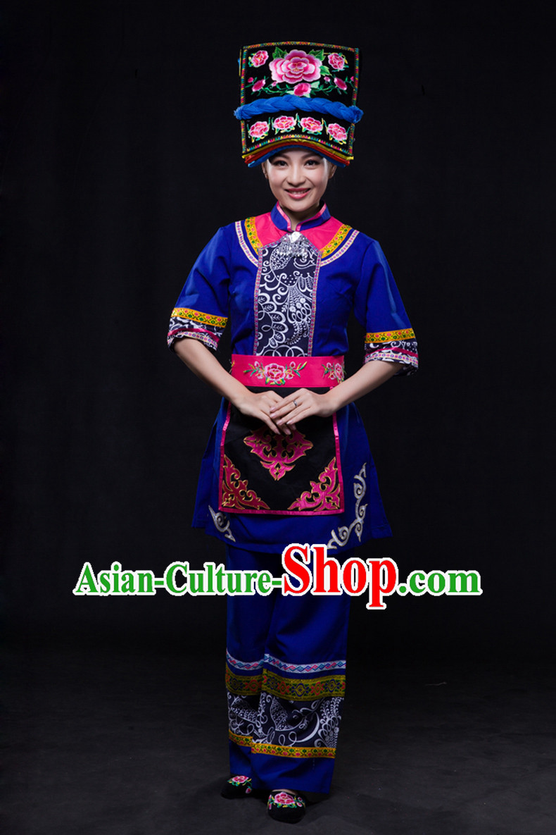 Happy Festival Chinese Minority Dress Uniform Traditional Stage Ethnic National Costume Sale Complete Set