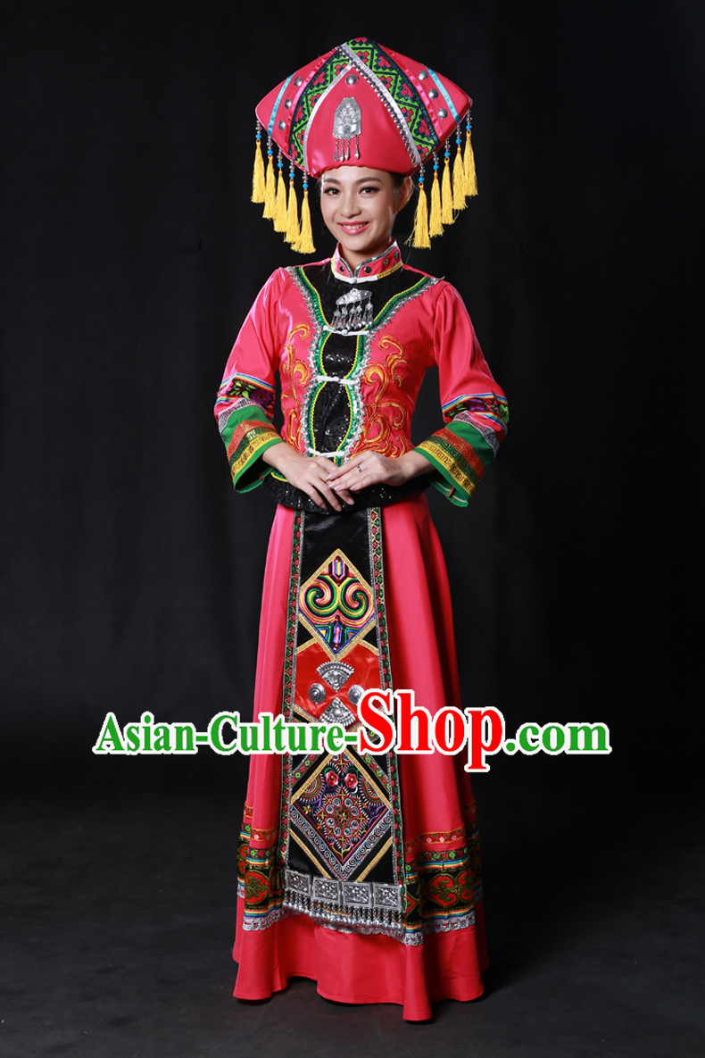 Happy Festival Chinese Minority Dress Uniform Traditional Stage Ethnic National Costume Sale Complete Set