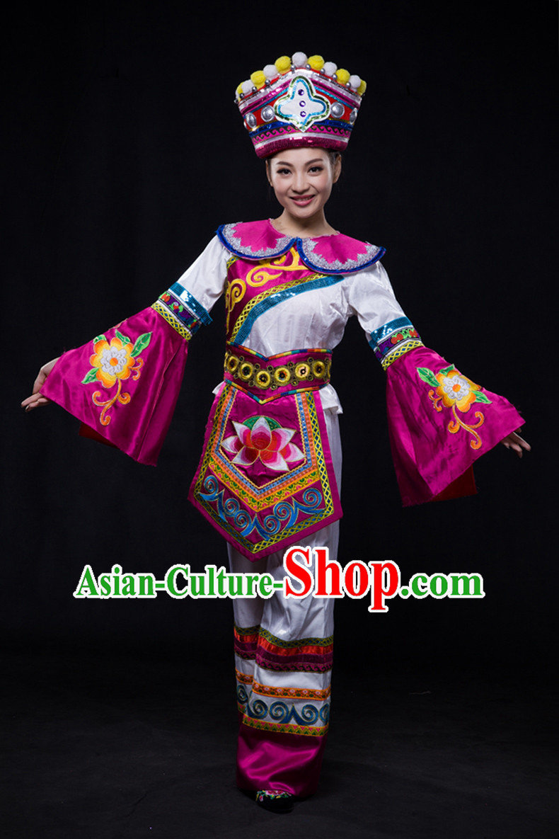 Happy Festival Chinese Minority Dress Uniform Traditional Stage Ethnic National Costume Sale Complete Set