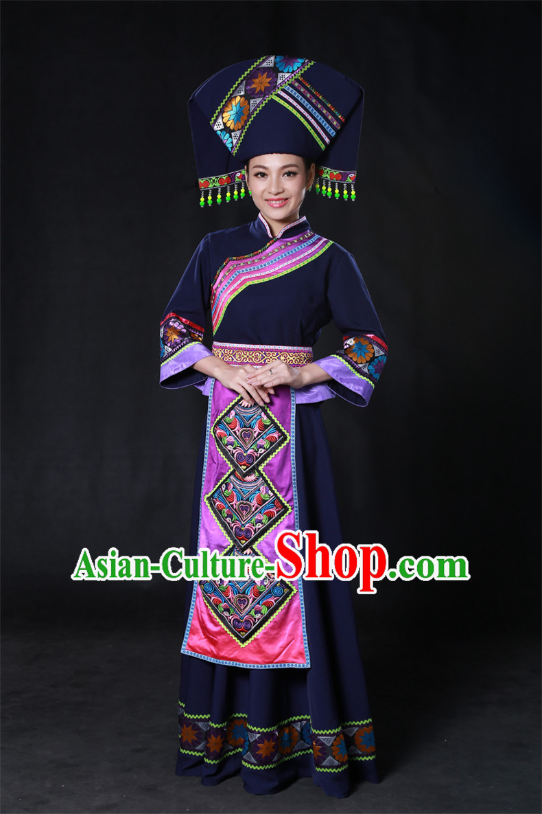 Happy Festival Chinese Minority Dress Uniform Traditional Stage Ethnic National Costume Sale Complete Set