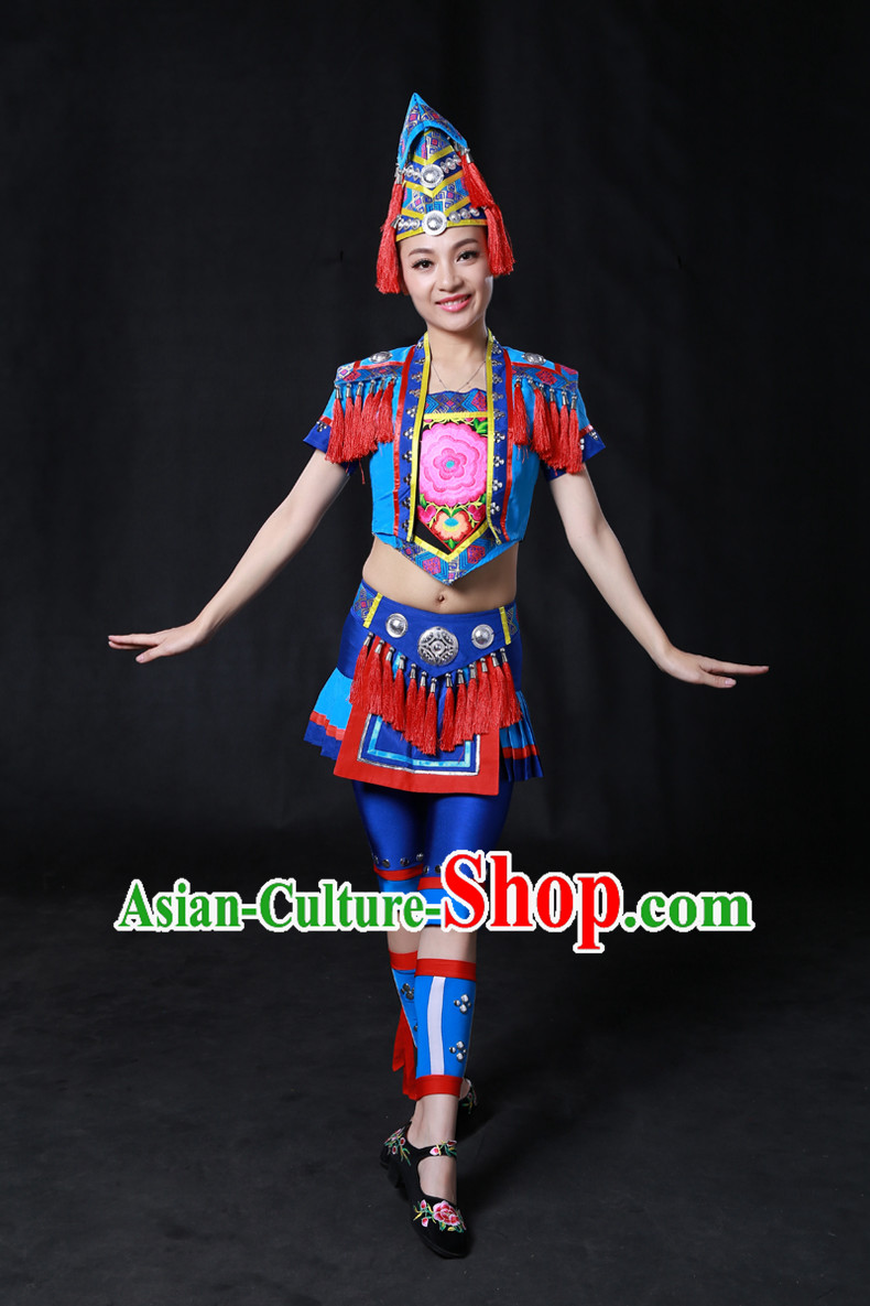 Happy Festival Chinese Minority Dress Uniform Traditional Stage Ethnic National Costume Sale Complete Set