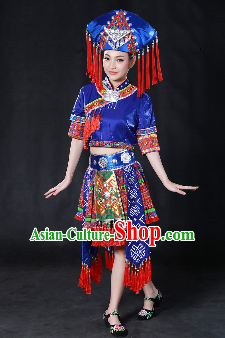 Happy Festival Chinese Minority Dress Uniform Traditional Stage Ethnic National Costume Sale Complete Set