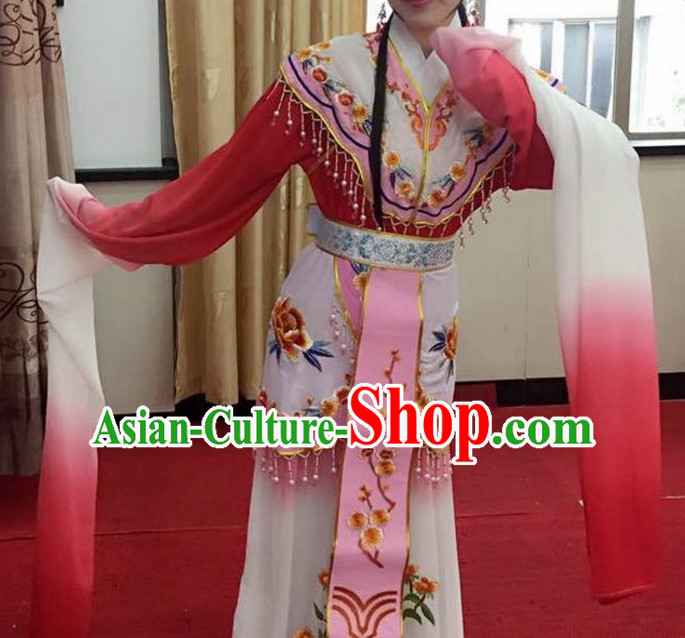 Chinese Yue Opera Long Sleeves Dance Costumes Huang Mei Opera Costume Complete Set for Women Girls Children Adults