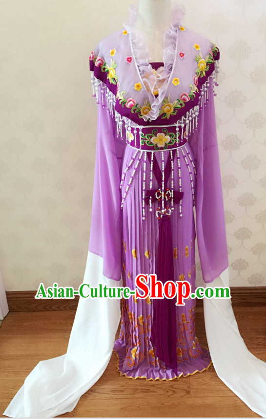 Chinese Classical Yue Opera Long Sleeves Dance Costumes Huang Mei Opera Costume Complete Set for Women Girls Children Adults