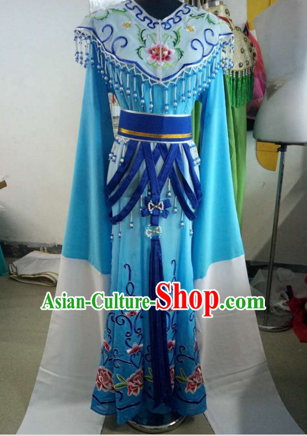 Chinese Classical Yue Opera Long Sleeves Dance Costumes Huang Mei Opera Costume Complete Set for Women Girls Children Adults