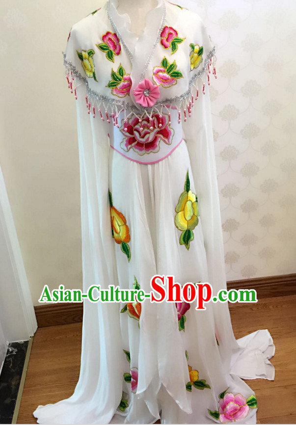 Chinese Classical Yue Opera Long Sleeves Dance Costumes Huang Mei Opera Costume Complete Set for Women Girls Children Adults