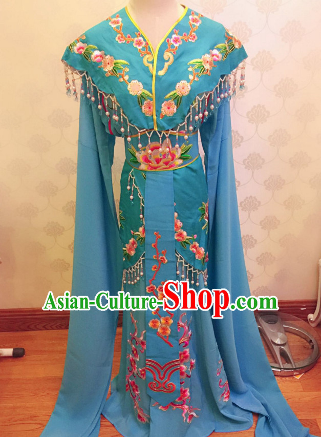 Chinese Classical Yue Opera Long Sleeves Dance Costumes Huang Mei Opera Costume Complete Set for Women Girls Children Adults