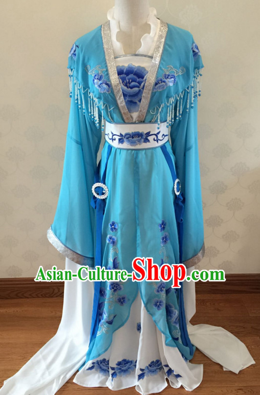 Chinese Classical Yue Opera Long Sleeves Dance Costumes Huang Mei Opera Costume Complete Set for Women Girls Children Adults