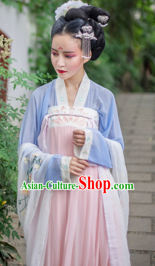 Asian Traditional High Quality Hanfu Tang Dynasty Clothes Costume Costumes Complete Set for Women Girls Children Adults