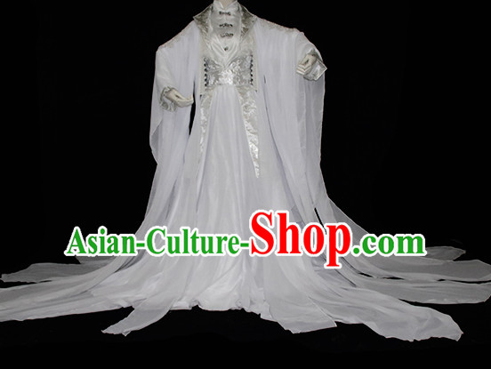 Top White Chinese Imperial Royal Princess Traditional Wear Queen Dresses Fairy Cosplay Costumes Ideas Asian Cosplay Supplies Complete Set