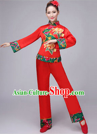 Traditional Chinese Fan Dancing Costume Chinese Dance Costumes Complete Set for Women