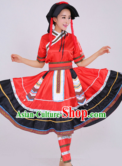 Traditional Chinese Fan Dancing Costume Chinese Dance Costumes Complete Set for Women