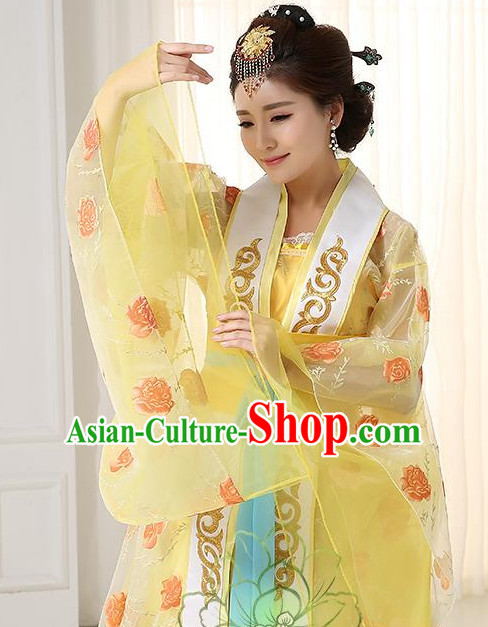 Traditional Chinese Stage Dancing Costume Chinese Classical Dance Costumes and Headpieces Complete Set for Women