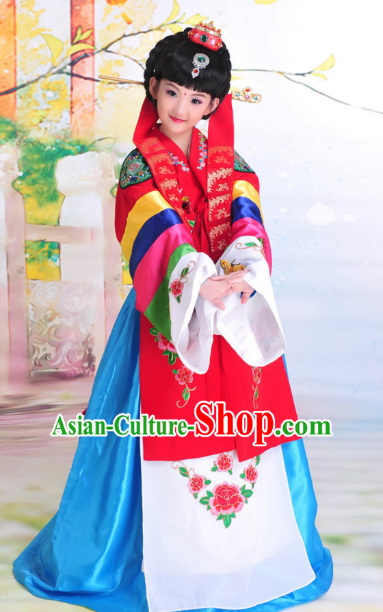 Traditional Korean Clothes Classical Dress National Costumes Complete Set for Kids Children Girls