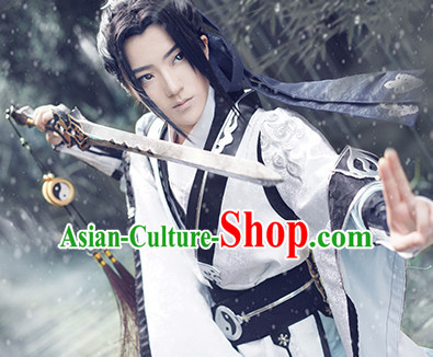 Taoist Swordsman Hanfu Hanzhuang Han Fu Han Clothing Traditional Chinese Dress National Costume Complete Set for Men or Boys