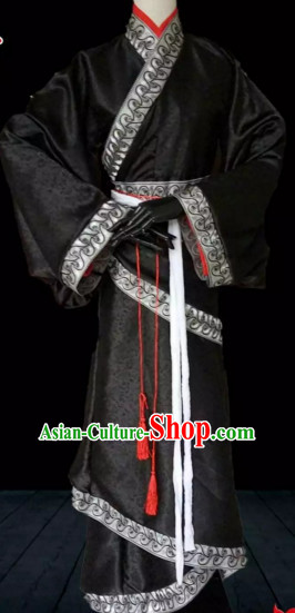 Black Ancient China Prime Minster Costumes High Quality Chinese National Costumes Complete Set for Men