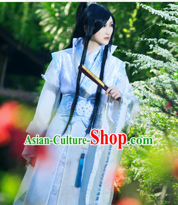 Blue Ancient China Style Halloween Warrior Costumes High Quality Chinese National Costumes Complete Set for Men