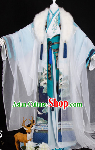 Ancient Chinese Prince Court Dresses Hanzhuang Han Fu Han Clothing Traditional Chinese Dress Hanfu National Costumes and Hair Jewelry Complete Set for Women or Girls