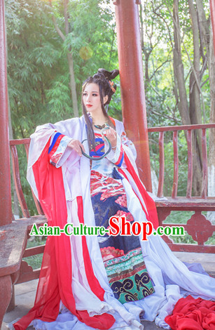 Ancient Chinese Prince Court Dresses Hanzhuang Han Fu Han Clothing Traditional Chinese Dress Hanfu National Costumes and Hair Jewelry Complete Set for Women or Girls