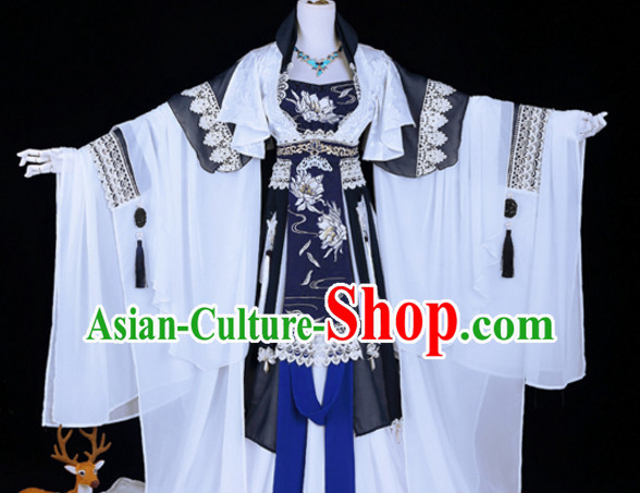 Ancient Chinese Princess Court Dresses Hanzhuang Han Fu Han Clothing Traditional Chinese Dress Hanfu National Costumes and Hair Jewelry Complete Set for Women or Girls